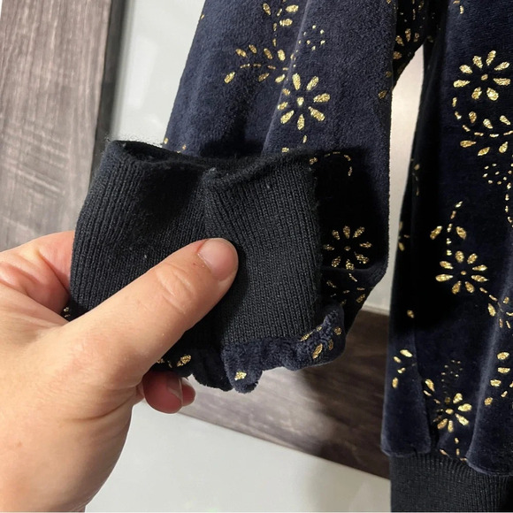 Vintage 90’s Jaclyn Sport Black Velvet Gold Floral Sweatshirt Medium Whimsigoth - Picture 8 of 10